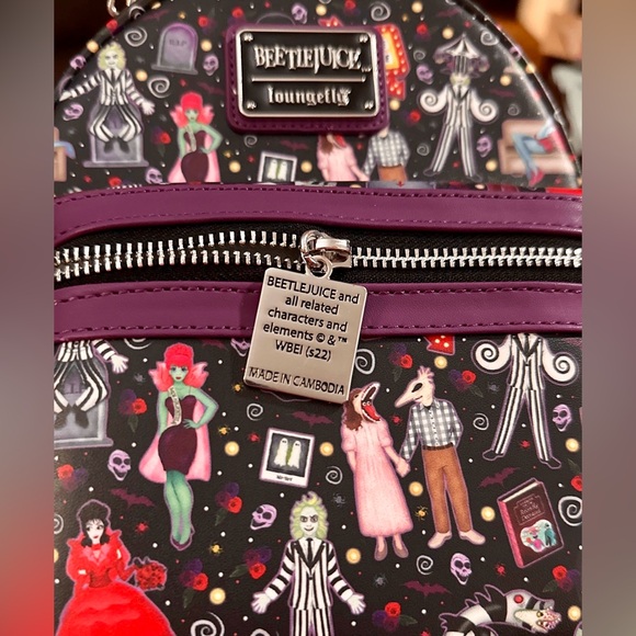 Loungefly Beetlejuice Icons Vegan Leather Mini Backpack & Wallet Set -NWT - Picture 9 of 13